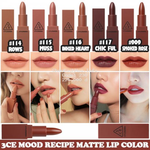 (Có Bill) Son lì 3CE Mood Recipe Matte Lip Color