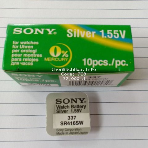 Pin Đồng Hồ ♥️FREESHIP♥️ Giảm 10k khi nhập mã [DAYDA10] Sony Silver 1.55v 337 416 sr416sw Japan Chính Hãng