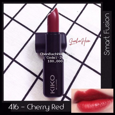 [Đỏ cherry 416] SON DƯỠNG BÓNG KIKO MILANO ❤ KIKO MILANO SMART FUSION LIPSTICK CHERRY RED