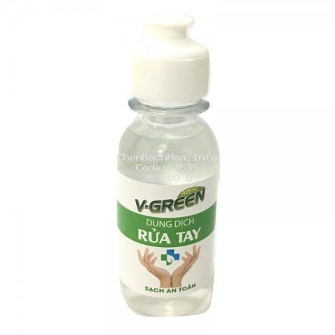 Dung dịch sát khuẩn khô tay V-GREEN 100ml (Chai trắng trong suốt)