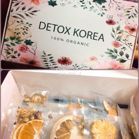 Hộp 30 Set Gói Trà Detox hoa quả sấy khô giảm cân, DETOX KOREA (ảnh thật) - Tặng bình Pongdang 1000ML
