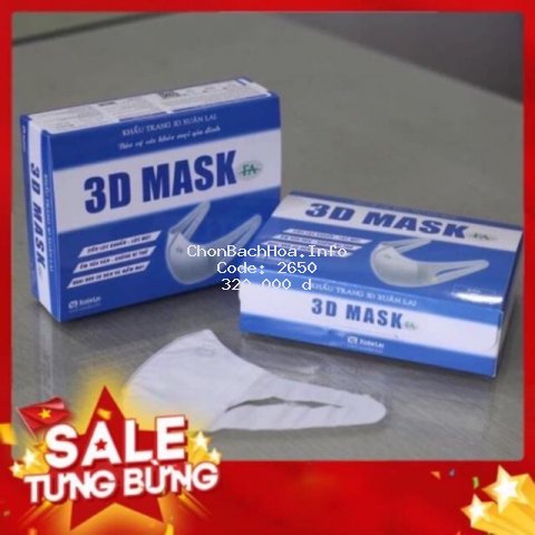 Khau trang 3D Mask chống bụi Pm2.5  (1 hộp 50 cái)