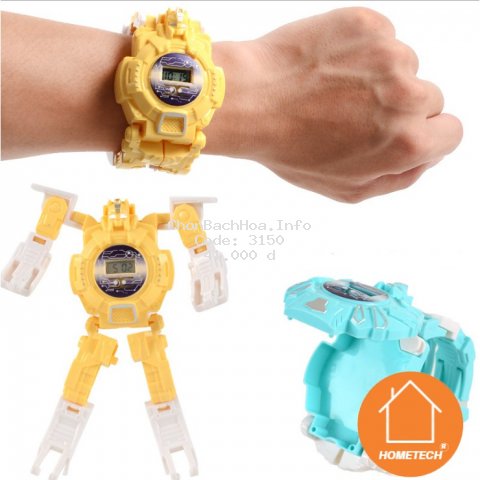 Đồng hồ điện tử trẻ em biến hình robot siêu ngầu, đồ chơi robot kiêm đồng hồ