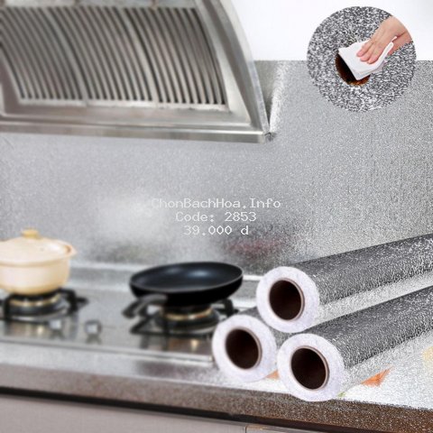 Giấy bạc dán tường nhà bếp chống thấm dầu mỡ chịu nhiệt cao T02