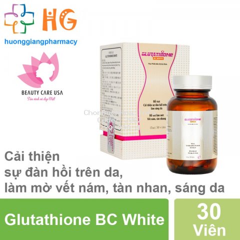 Glutathione BC White - Viên uống trắng da, mờ nám và tàn nhang (Lọ 30 viên)