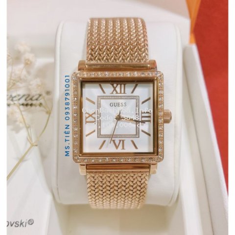 Đồng hồ nữ Guess W0826L3 mặt vuông - Quartz - Dây kim loại rosegold chính hãng