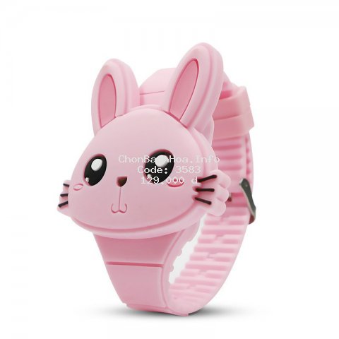 Đồng hồ thời trang trẻ em dây cao su cao cấp mặt thỏ xinh sắc màu OEM PKHRTE012