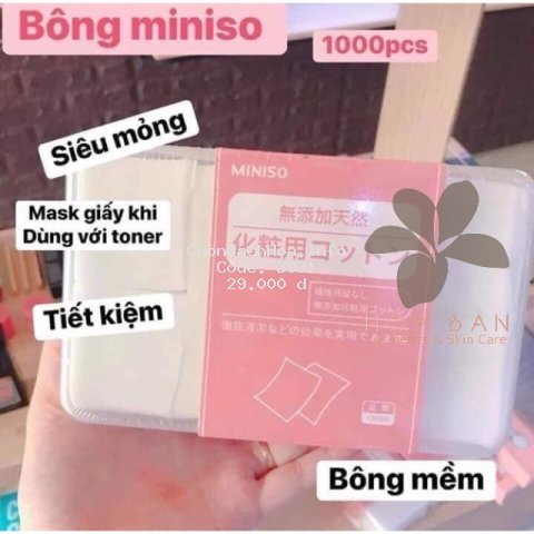 Hộp bông tẩy trang Miniso 1000 miếng Nhật Bản