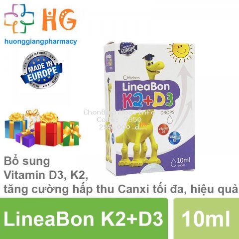 [Kèm Quà Tặng] LineaBon K2+D3 - Bổ sung vitamin K2, D3. Tăng cường hấp thu canxi tối đa (Lọ 10ml)