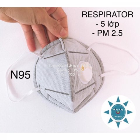 [SẴN HÀNG HCM, CHÍNH HÃNG] Khẩu trang N95 phòng độc lọc bụi siêu mịn PM 2.5 Respirator 5 LỚP