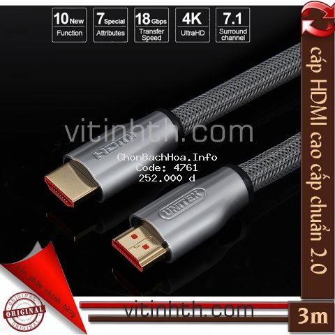 Cáp HDMI 2.0 cao cấp 3m chính hãng UNITEK Y-C139RGY - THComputer Q11