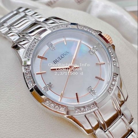 Đồng hồ nữ Bulova 98L180 viền swarovski chống nước 30m size 30mm chính hãng