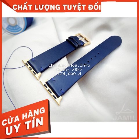 Dây Đồng Hồ Handmade da  bò màu xanh navy; Tặng kèm khóa kim, Tool tháo lắp, Chốt gắn Spring bar