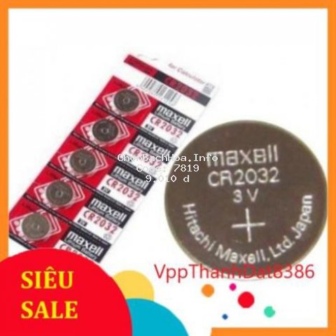 (Sale)  (vỉ 5 viên) Pin cmos Maxell CR2032 3v chính hãng