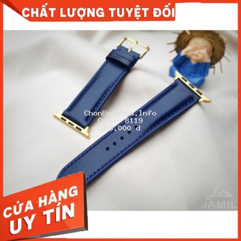 Dây Đồng Hồ Handmade da bò màu xanh navy ; Tặng kèm khóa kim, Tool tháo lắp, Chốt gắn Spring bar