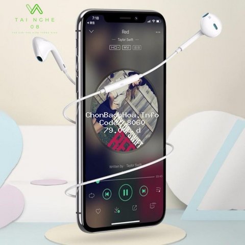 Tai nghe Iphone nhét tai EP 22 Jack cắm 3.5mm âm thanh đỉnh cao dùng cho cả Iphone và Android