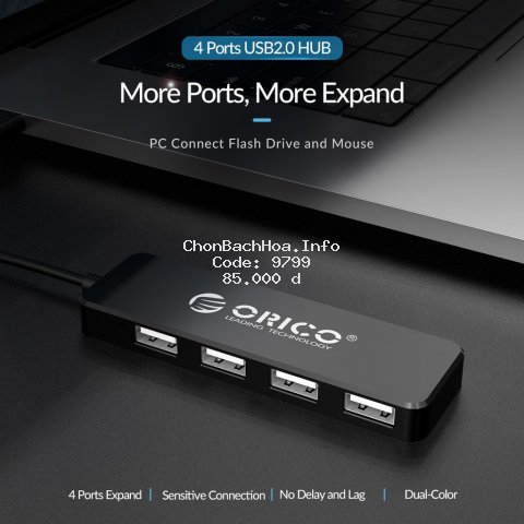 Bộ chia/ Hub 4 cổng USB 2.0 Orico FL01-BK -chính hãng-vitinhth