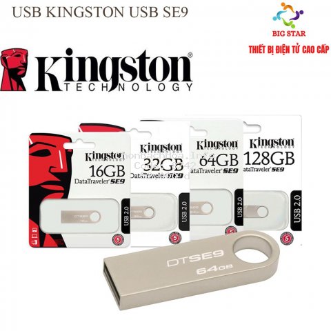 [Chất lượng] USB Kingston SE9 64Gb/32Gb/16Gb/8Gb/4Gb/2Gb - USB2.0, chống nước, BH 12 tháng