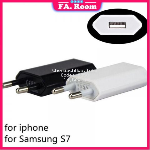 Củ sạc pin gắn tường cổng USB ổ cắm EU chuyên dùng cho IPhone 5s 6s 7 Plus Samsung S5 S6 S7