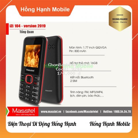 Điện Thoại Masstel iZi 104 - Hàng Chính Hãng - Hồng Hạnh Mobile