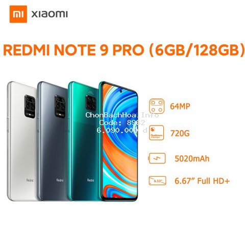 Điện Thoại Xiaomi Redmi Note 9 Pro 6GB/128GB - Hàng Chính Hãng