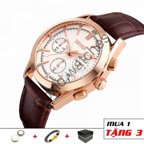 Đồng hồ nam chính hãng dây da phong cách nam tính lịch lãm SKMEI SM39 Mặt Trắng  -Sport.watch