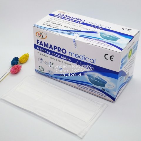 Khẩu trang y tế 4 lớp giấy kháng khuẩn 4U famapro hàng công ty Nam Anh hộp 50 chiếc