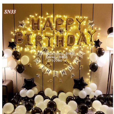 [Sản Phẩm Hot] Set Trang Trí Sinh Nhật Happy Birthday SN33 Có Đèn Led
