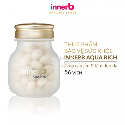 Thực phẩm bảo vệ sức khỏe InnerB Aqua Rich cấp ẩm làm đẹp da từ chiết xuất cám gạo (500mg*56 viên)