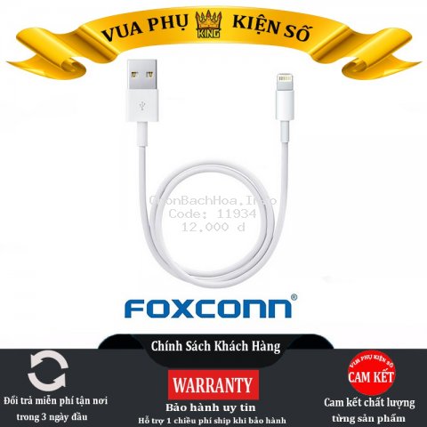 Cáp sạc Lightning iPhone iPad Airpods FOXCONN 5V-1A ✓ Sạc nhanh ✓ Cáp iPhone ✓ cho 6 6S 7 8 Plus X XS XS MAX 11 PRO MAX