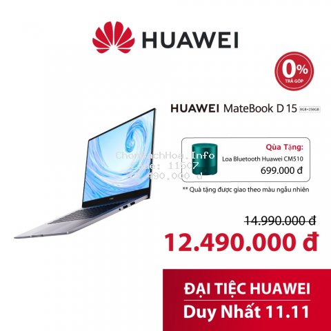 [Mã ELMATED15 giảm 631,000] Laptop Huawei Matebook D 15 (8GB/256GB) tặng kèm loa Bluetooth CM510