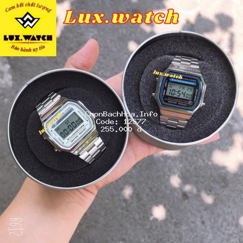 Đồng hồ Nam Casiio A168 điện tử FULL BOX dây thép không gỉ, cổ điển, chống nước, bảo hành 9 tháng - Lux.watch