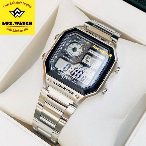 Đồng hồ Nam Caxio AE 1200-WHD classic chống nước, dây thép không gỉ phong cách thời thượng - Lux.watch