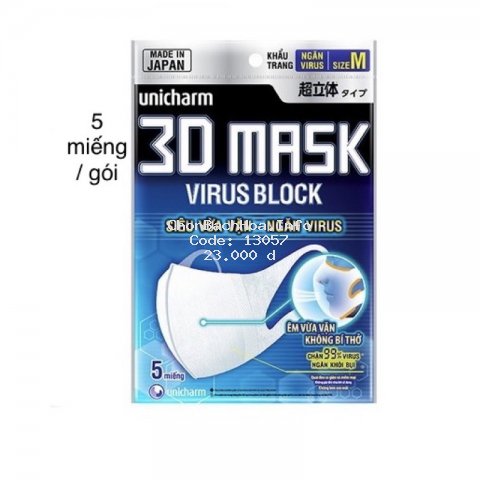 Khẩu trang 3D Mask Virus Block Unicharm
