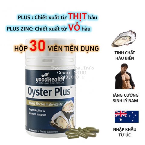Tinh chất hàu New Zealand Good Health Oyster Plus chính hãng ÚC tăng cường sinh lý nam giới 1 lọ 60 viên