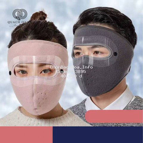 Khẩu trang ninja lót nỉ 2 lớp kèm kính bảo vệ mắt che kín mặt