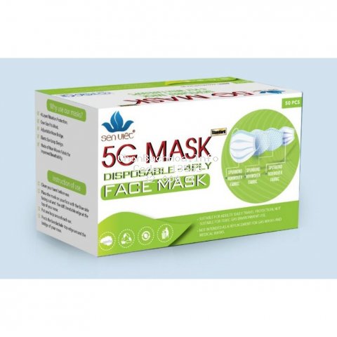 Khẩu Trang Y Tế 4 Lớp 5G Mask Pro - Sen Việt - hộp 50 cái màu xanh