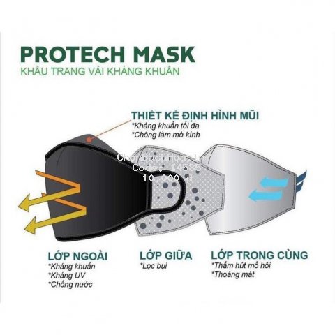 Khẩu trang vải kháng khuẩn 3 Lớp Protech Mask [30 lần giặt] khẩu trang người lớn, Khẩu trang trẻ em, khẩu trang cho bé