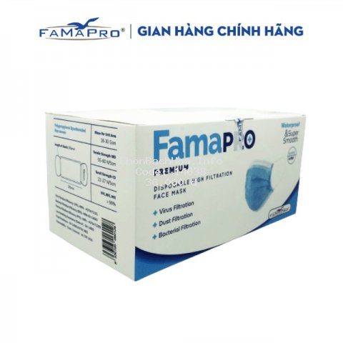 Khẩu trang y tế cao cấp 4 lớp kháng khuẩn Famapro Premium hàng xuất khẩu Châu Âu ( 40 cái/ hộp )