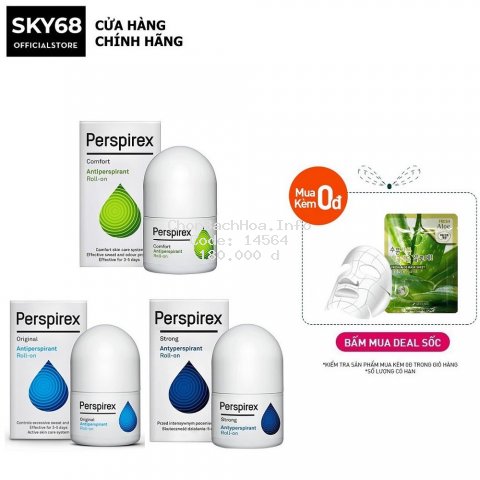 Lăn khử mùi hỗ trợ  giảm hôi nách hiệu quả và ngăn tiết mồ hôi Perspirex Extra-effective Antiperspirant Roll-On 20ml