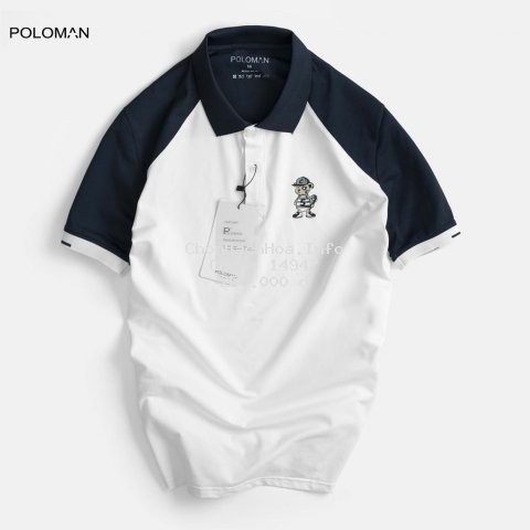 Áo Polo nam cổ bẻ Rap-lăng DLO vải cá sấu Cotton xuất xịn,chuẩn form,sang trọng-lịch lãm màu Trắng P46 - POLOMAN
