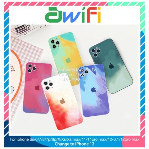 Ốp lưng iphone Water Color cạnh vuông BVC 6/6plus/6s/6splus/7/7plus/8/8plus/x/xr/xs/11/12/pro/max/plus/promax-Awifi A1-9