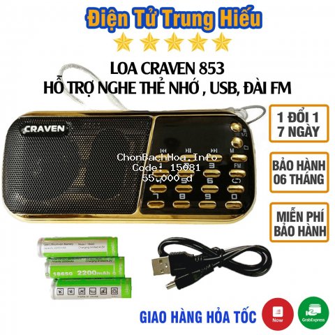 Combo Loa Đài Craven nghe thẻ nhớ, USB, FM, Máy nghe nhạc mini Tắm Ngôn Ngữ Caraven CR 853/836s