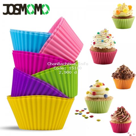 JOSMOMO 1 chiếc Khuôn Cupcake Silicone có thể tái sử dụng Dụng cụ làm bánh Dụng cụ nướng Nướng Khuôn bánh nướng silicone để tự làm bằng màu ngẫu nhiên