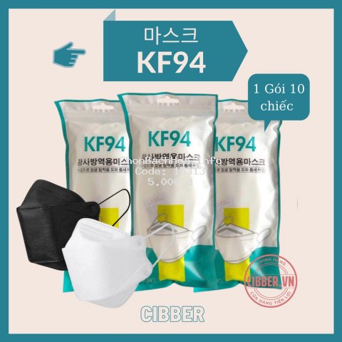 Khẩu Trang KF94 Hàn Quốc - (Bao Bì Chữ Tiếng Hàn), Kháng Khuẩn, Chống Bụi Mịn PM 2.5