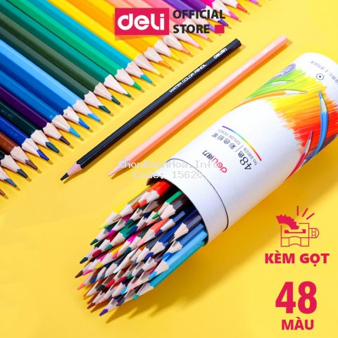 Bút chì màu chuyên nghiệp dạng cốc Deli 24/36/48 màu sáng bắt mắt - Tô màu, vẽ tranh, phác thảo - Học sinh, thiết kế
