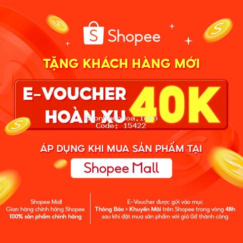 [E-voucher] Mã hoàn 40K xu cho khách hàng mới khi mua sản phẩm chính hãng tại Shopee Mall