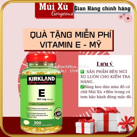 [ Quà Tặng Miễn Phí Không Bán ] Viên Uống Vitamin E Kirkland Signature Vitamin E 400 Mỹ