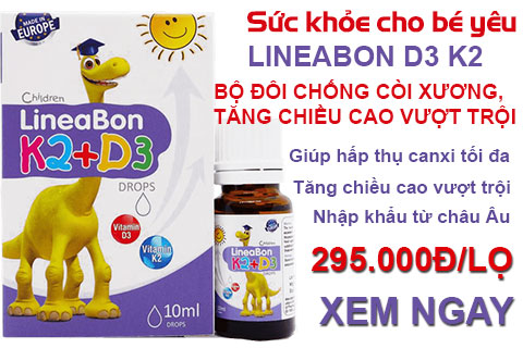 Lineabon Vitamin D3 + K2 Tăng Chiều Cao